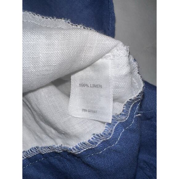 J.Jill Women’s Size Medium Petite Blue White Linen Colorblock Tunic Top Casual - Picture 8 of 8